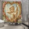 Vintage Amor mit Rosen Wasserdichter Duschvorhang für Moderne Badezimmerdekoration, Stilvoll und Langlebig, Perfekt für den Heimgebrauch