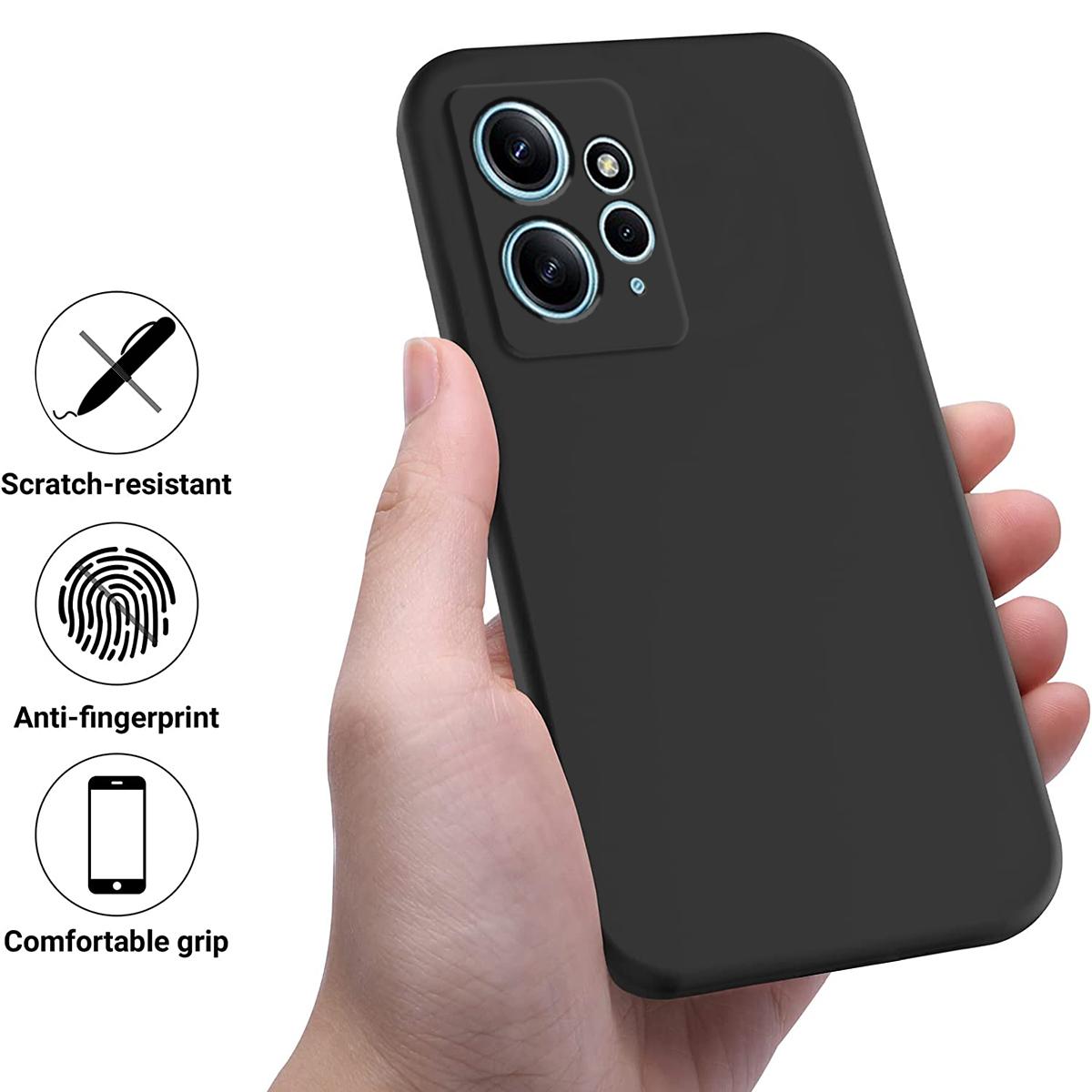 

Phone Case for Xiaomi Redmi Note 12 4G,Liquid Silicone Soft Lining Drop-proof Cover with Strap Black