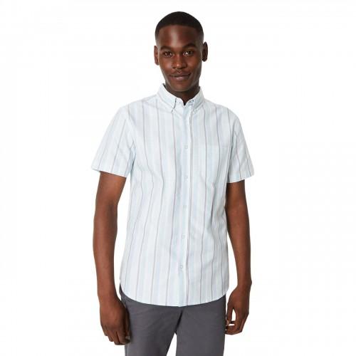 Camicia a maniche corte a righe pastello da uomo Maine XXL luce di colore blu