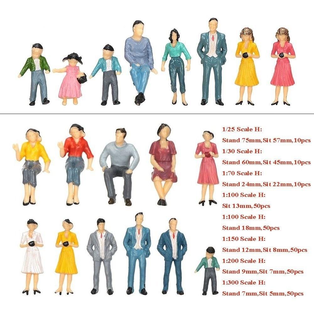 10/50pcs 1:25/1:30/1:300 Scale Model Building People Mixed Color Assorted Poses Train Scenery Passengers Multistyles