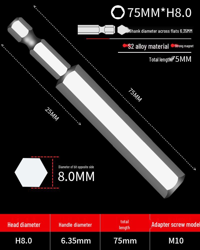Hexagonal Driver Bit Extension for Screwdriver and Drill