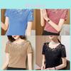 Summer Lace Trim Short Sleeve T Shirt With Embroidered Details For Elegant Women