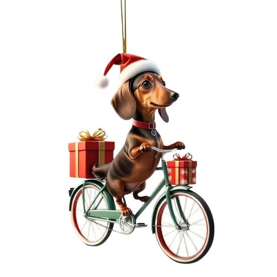 10 Pcs Dachshund Puppy Acrylic Pendants 2D Flat Car Rearview Mirror Charm for Backpack Christmas Tree Decor Gift for Dog Lovers