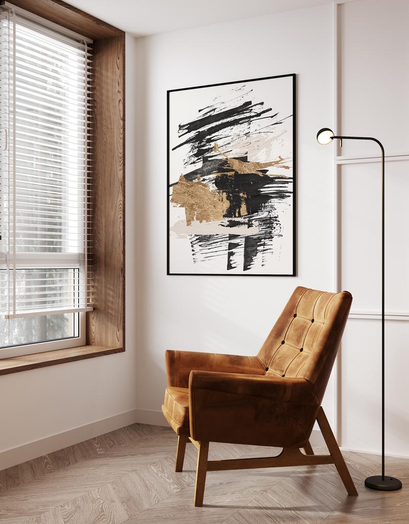 Poster Abstraction Gold Black Pink