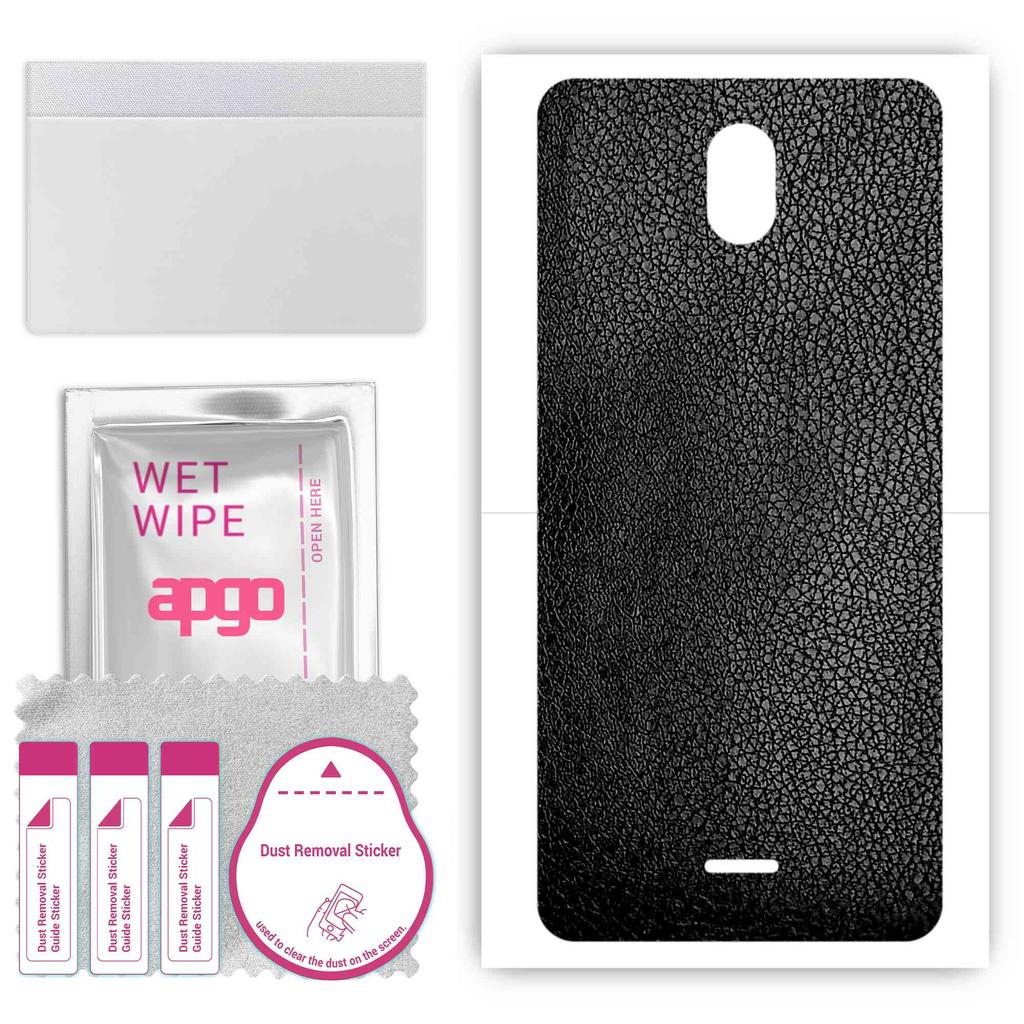 apgo Protective Skin Sticker for the back compatible with Nokia C100, Wrap Film, Foil, Vinyl - Pattern Black Leather