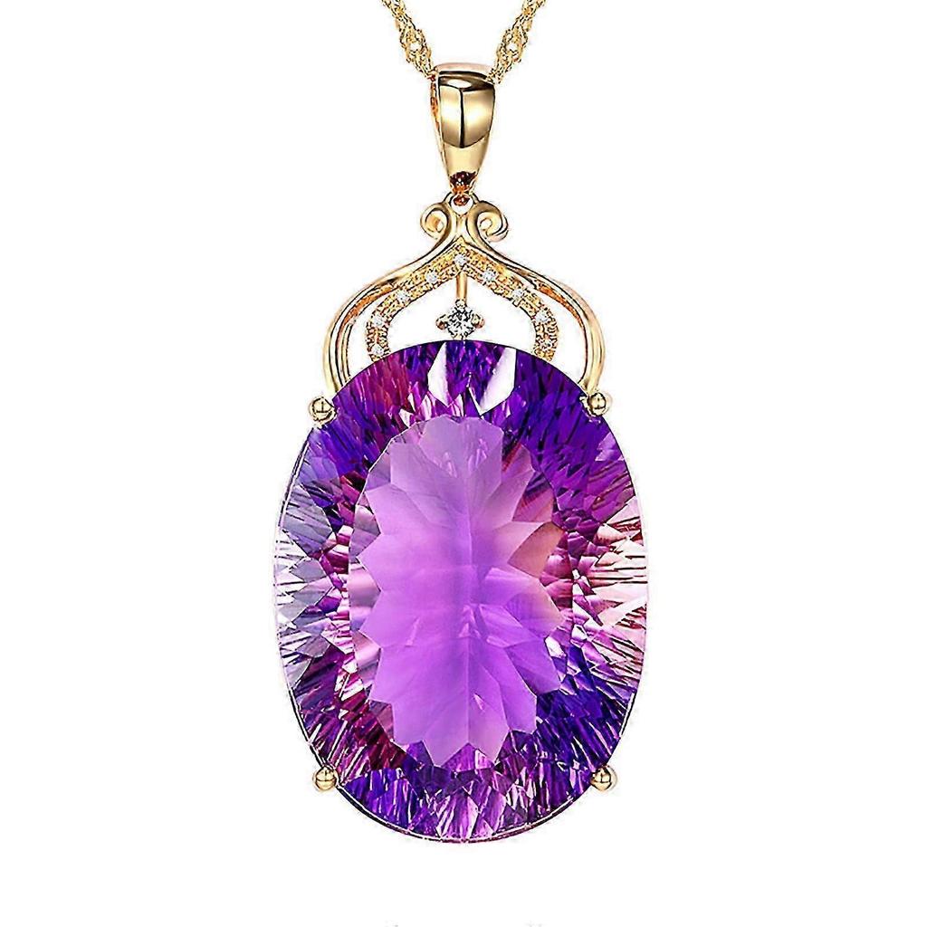 ZHENYANGli Fashion Amethyst Ladies Pendant Necklace Gemstone Necklace Holiday Gift 25-26