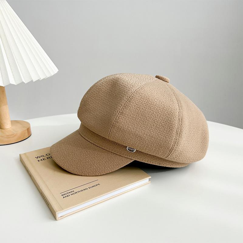 

Берет для женщин Модный осенне-зимний стиль Универсальная кепка газетчика в британском стиле, подчеркивающая лицо, маленькая восьмиугольная шляпа художника one size