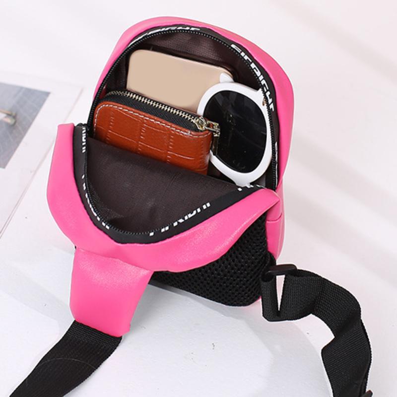 Damen-Brusttasche, schlichte modische Umhängetasche in Kontrastfarbe, breiter Schultergurt, lässige Biker-Tasche