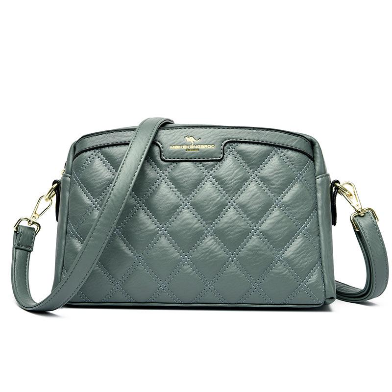 

Сумка Мягкая кожаная модная женская сумка через плечо с вышивкой ромбом Premium Sense подмышечная сумка Текстура женская сумка на плечо для женщин среднего возраста зелёный