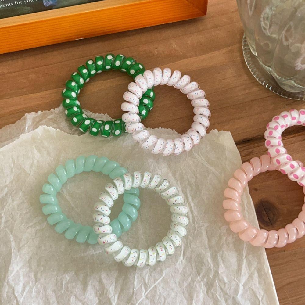 

Цветной спиральный шнур, кольцо для волос, головной убор, телефонная проволока, веревка для волос, милая эластичная резинка для волос для леди style1