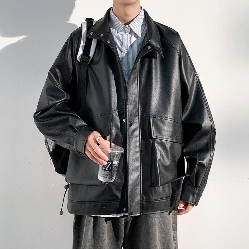 Кожаное мужское весенне-осеннее новое повседневное свободное мужское верхнее пальто — фото 4