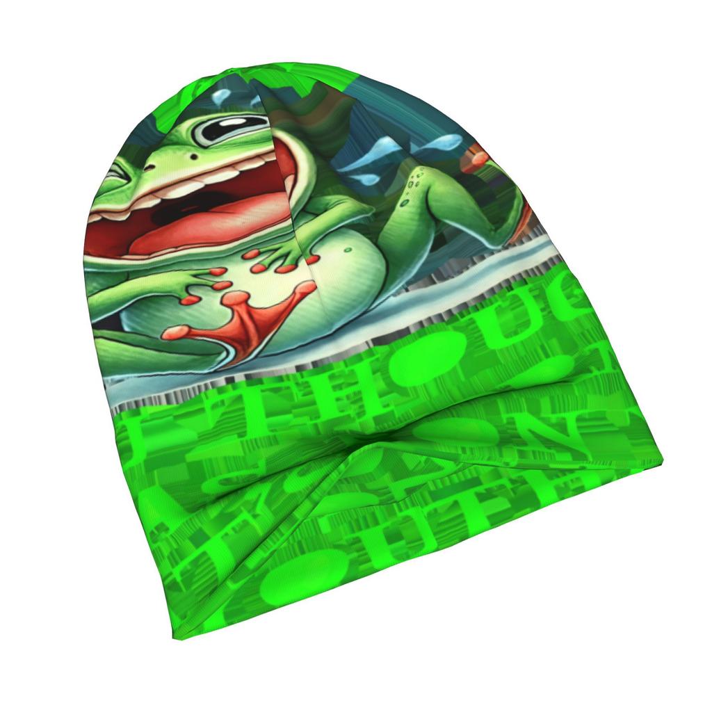 ZLIENSZUS Frog Print Knit Hat for Adults - Frog-Themed with 2D Flat Frog, Stylish Unisex Beanie Suitable for Weekend Errands, Meetups & Casual Attire,