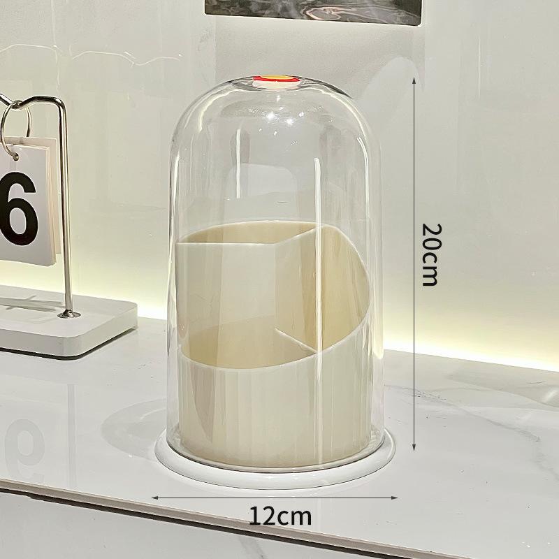 BPA Free Rotating Makeup Brush Organizer Dustproof Clear Cover Multi Slots for Women Bedroom Vanity Desktop