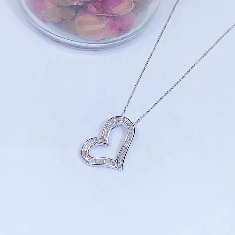Huitan Fashion Luxury Women Heart Necklaces Full Paved Rectangular Cubic Zirconia Stylish Female Accessories Wedding Jewelry Hot