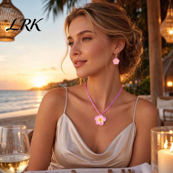 Sensitive Skin Friendly Earrings 2Pcs/Set Lightweight Floral Jewelry Set, Polymer Clay Realistic Flower Easy Wear Charm Necklace, Hawaiian Style Drop