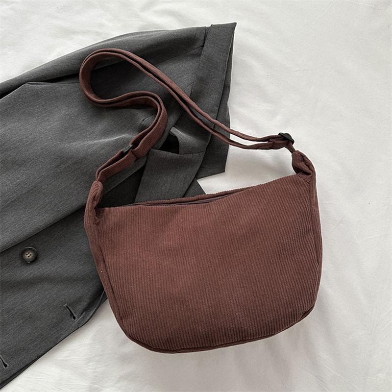 Large Capacity Corduroy Shoulder Bag Cotton Cloth Handbag Handbag with Coin Purse Korean Style Tote Bag Solid Color Shoulder Bag
