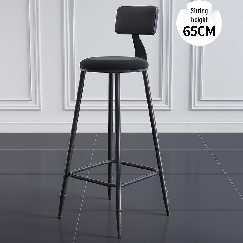 Modern Wrought Iron Bar Stool with Backrest - High Stool for Dining, Light Luxury Design