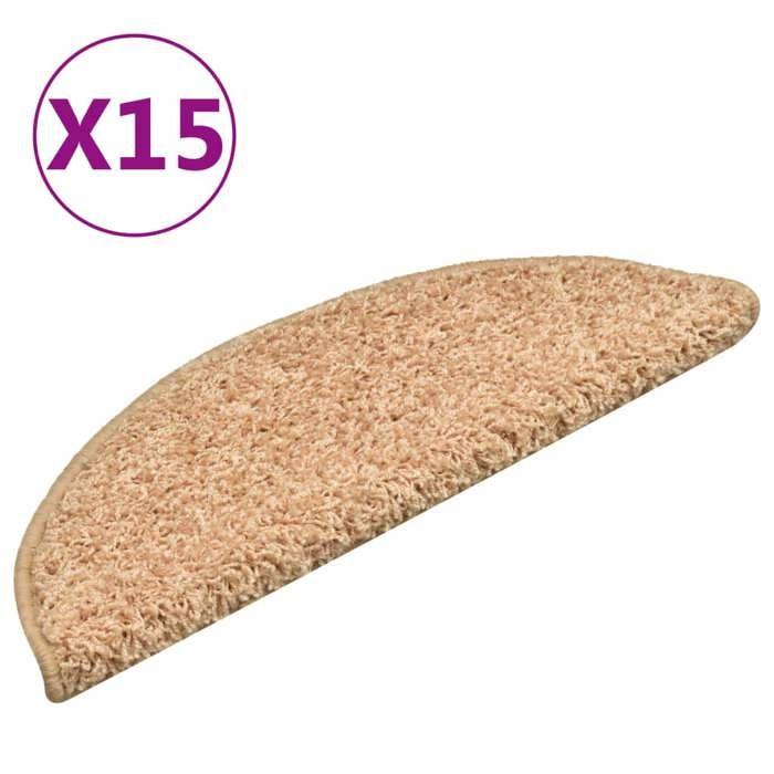 VidaXL Tapis d'escalier 15 pièces 56 x 17 x 3 cm Doré Demi-rond 322378