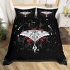 Butterfly And Death Moth Duvet Cover Queen Gothic Skull Flower Star Sky Moon Bedding Set Polyester Boho Exotic Black Quilt Cover