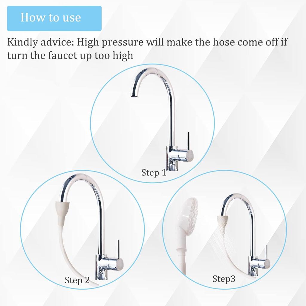 Portable Rubber Hose Nozzle, Size, Easy To Use, Hand Shower, Suitable for People or Pets