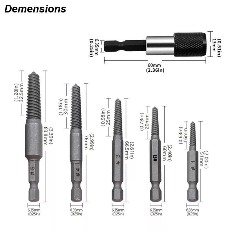 5/6Pcs Broken Bolt Extractor Set Electric Screw Remover With Center Drill Bits For Easy Thread Removal Tool Set