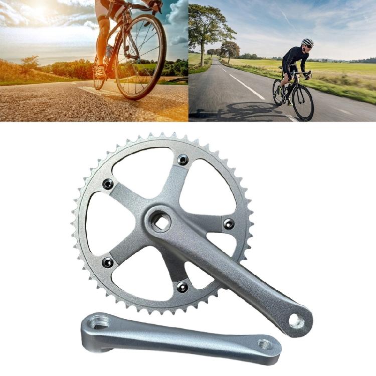 Aluminum Alloy Crankset, Road Bike 165mm Single Speed Crankset Mountain Bike Crank Arm Set with 144BCD 48T Chainrings