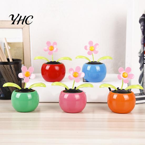 Car Dashboard Ornament Funny Solar Powered Cartoon Vibrant Ornamental Decoration Gifts Automobile Dancing Flower Swinging Toy for Friend