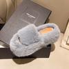 Height-increasing thick-soled fluffy slippers women's autumn and winter outer wear fluffy shoes one-word ins home home plush drag spring and summer
