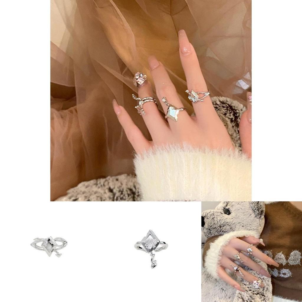 Unique Irregular Liquid Diamond Starburst Adjustable Copper Ring For Women Fashion Lovers