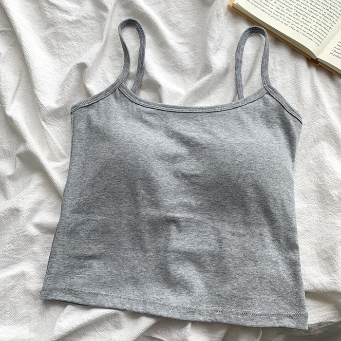 Korean Style Spicy Girl Cami Tank Top with Chest Pad and Beautiful Back Design - Women's Inner and Outer Wear