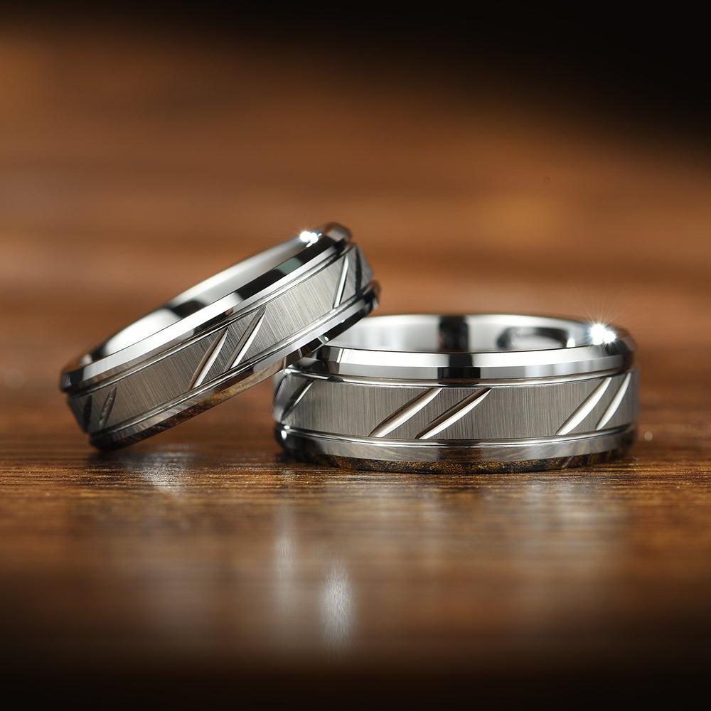 Classic Wave Pattern Couple Rings For Men Women High Quality Chevron Cut Stainless Steel Ring Engagement Wedding Rings