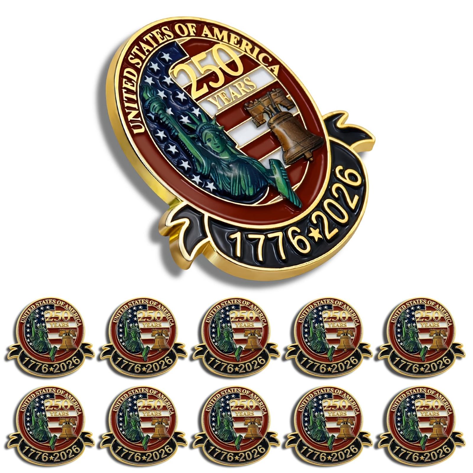 

LIBERT 250 ANNIVERSARY YEARS 250th Anniversary Of The Day, Environmental Alloy, Oil Dropping Badge, Honor Brooch Tie Clip One Size