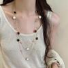 Autumn And Winter Long Tiger Eye Stone Pearl Beads Long Sweater Chain For Women'S Popular Necklace  Jewelry Accessories