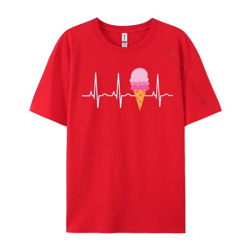 Ice Cream For Girls Unisex Ice Cream Cone Heartbeat Design Cheap Unisexs T Shirt Combed Cotton T Shirt Leisure Teeshirts S