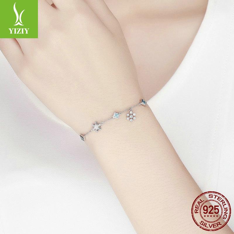 Yinziyun Snowflake Rhinestone S925 Silver Winter Bracelet - Christmas Jewelry