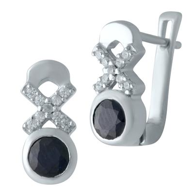 Silver Earrings with Natural Sapphire (2009023)