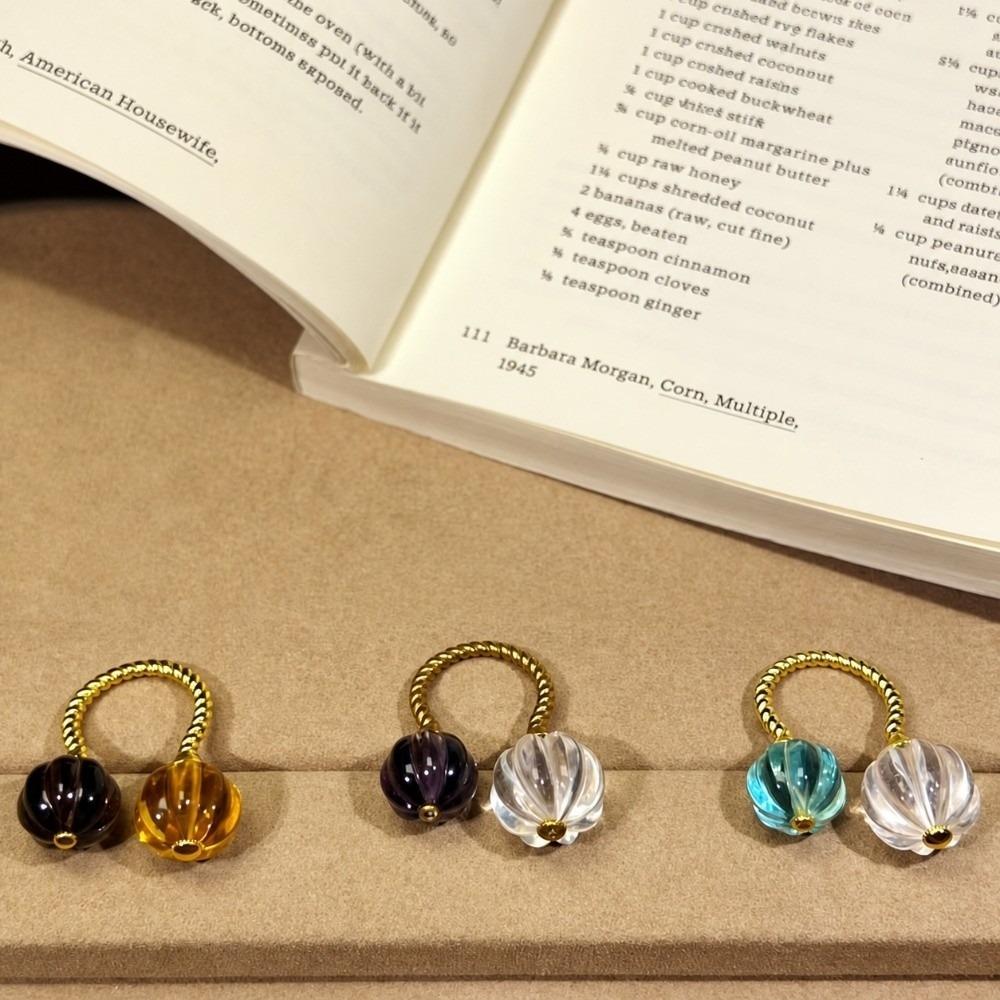 Dopamine Crystal Pumpkin Open Rings Versatile Jewelry Gifts Trendy Hand Decoration for Women