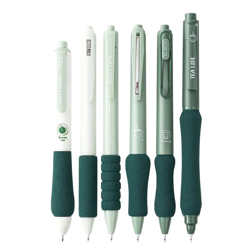 6PCS/Box Soft Cloud Grip Press Gel Pen ST Tip Quick Drying Neutral Pen Student Specific 0.5mm Black Ink Ballpoint Pen Gift