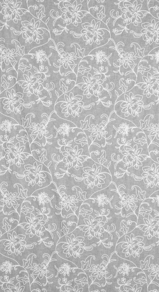 Lily Curtain 140X250 Cm White Embroidered Flowers Eyelets