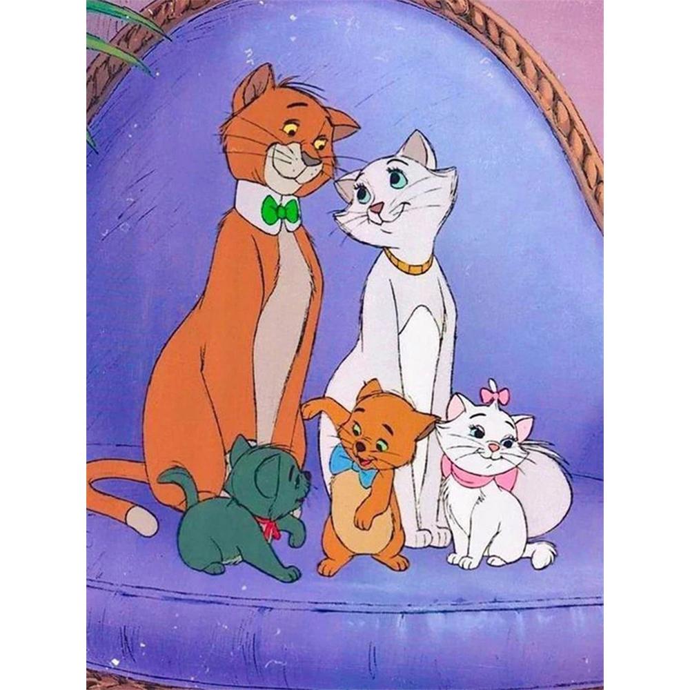 

Disney Diamond Painting The Adventures of The CatsA Cute DIY Rhinestone Mosaic Cross Stitch Kit for Home Decor Round 20x30cm