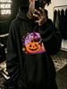 Casual Streetwear Style, Hoodie, Halloween Pumpkin And Graphic Print, Autumn Winter Season, Gift for Boyfriend Or Son