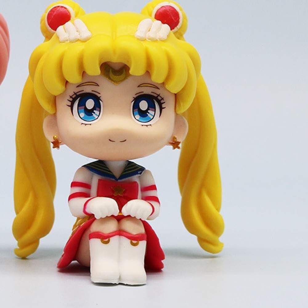 Adorable Q Version Sailor Moon Pvc Cartoon Doll Set Perfect For Car Decoration Gifts