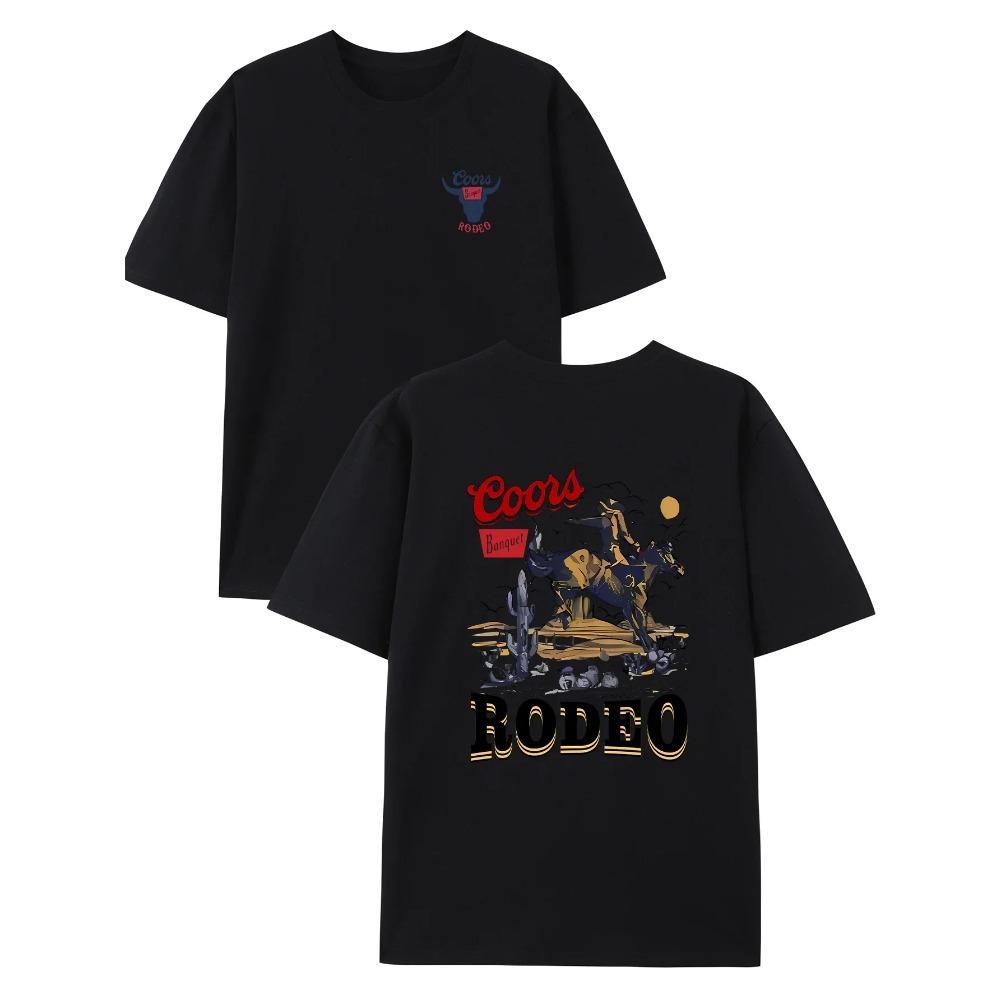 [Tricou Cowboy Casual] Tricou Casual de Vară cu Imprimeu Cowboy - Tricouri cu Mânecă Scurtă pentru Bărbați
