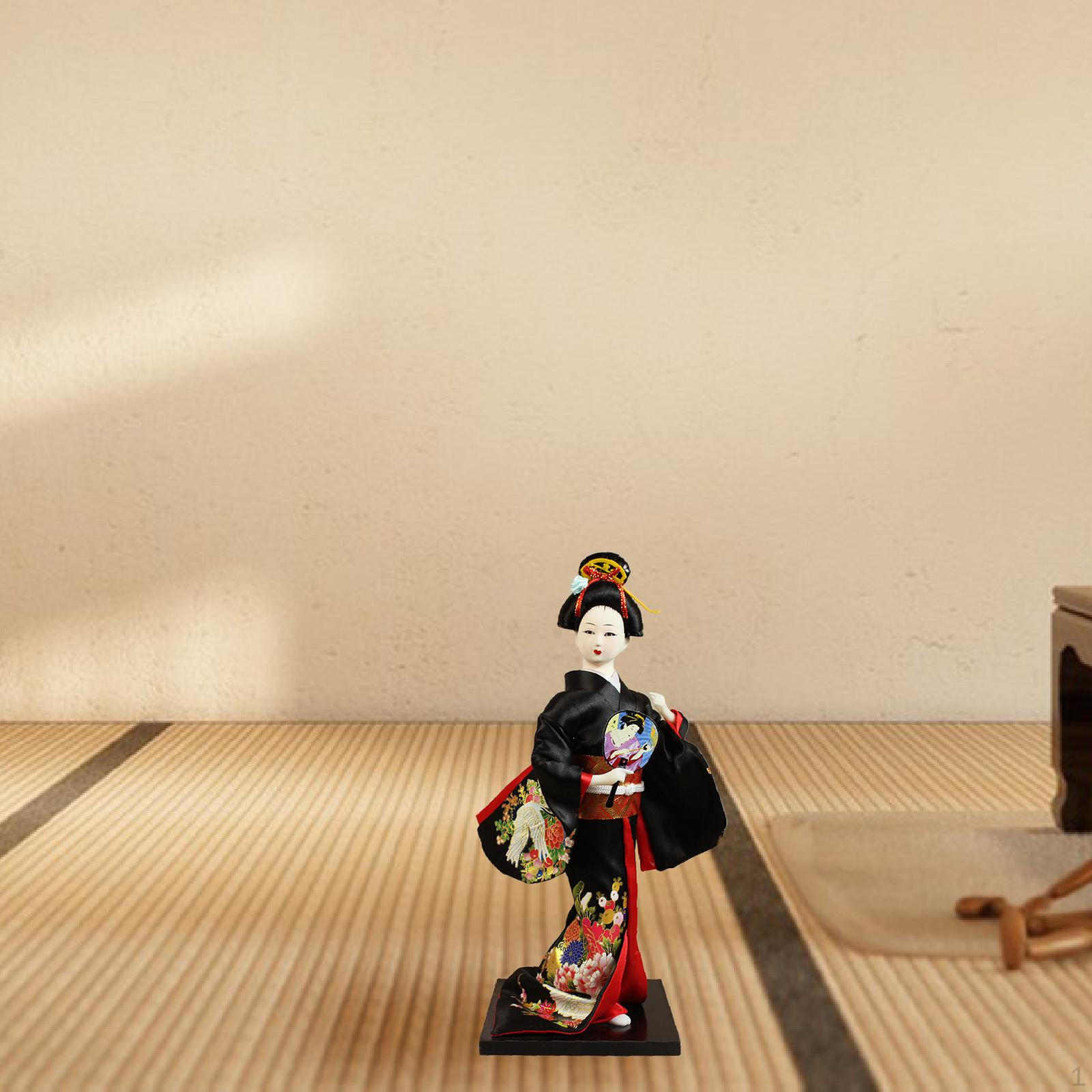 

12-дюймовая японская гейша кимоно кукла статуэтка художественная настольная статуэтка для украшения девушки для спальни дома Hold Round Fan