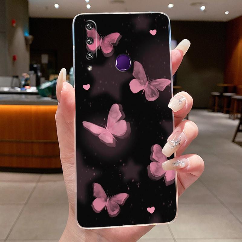 For Huawei Y6p MED-LX9 MED-LX9N Cover Huawei Y6p 2020 Case Luxury Fashion Butterfly Flowers Clear Soft Silicone TPU Phone Case