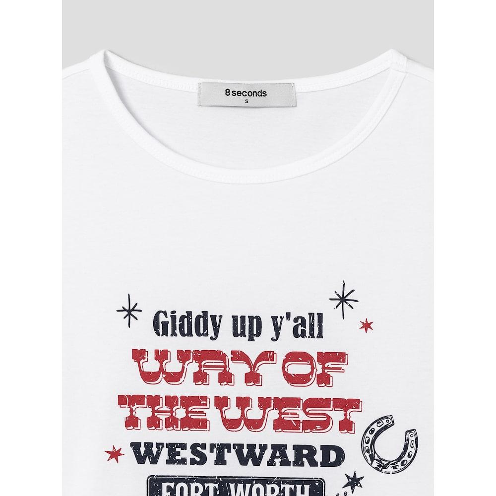 8seconds Western Print Crop T-Shirt White