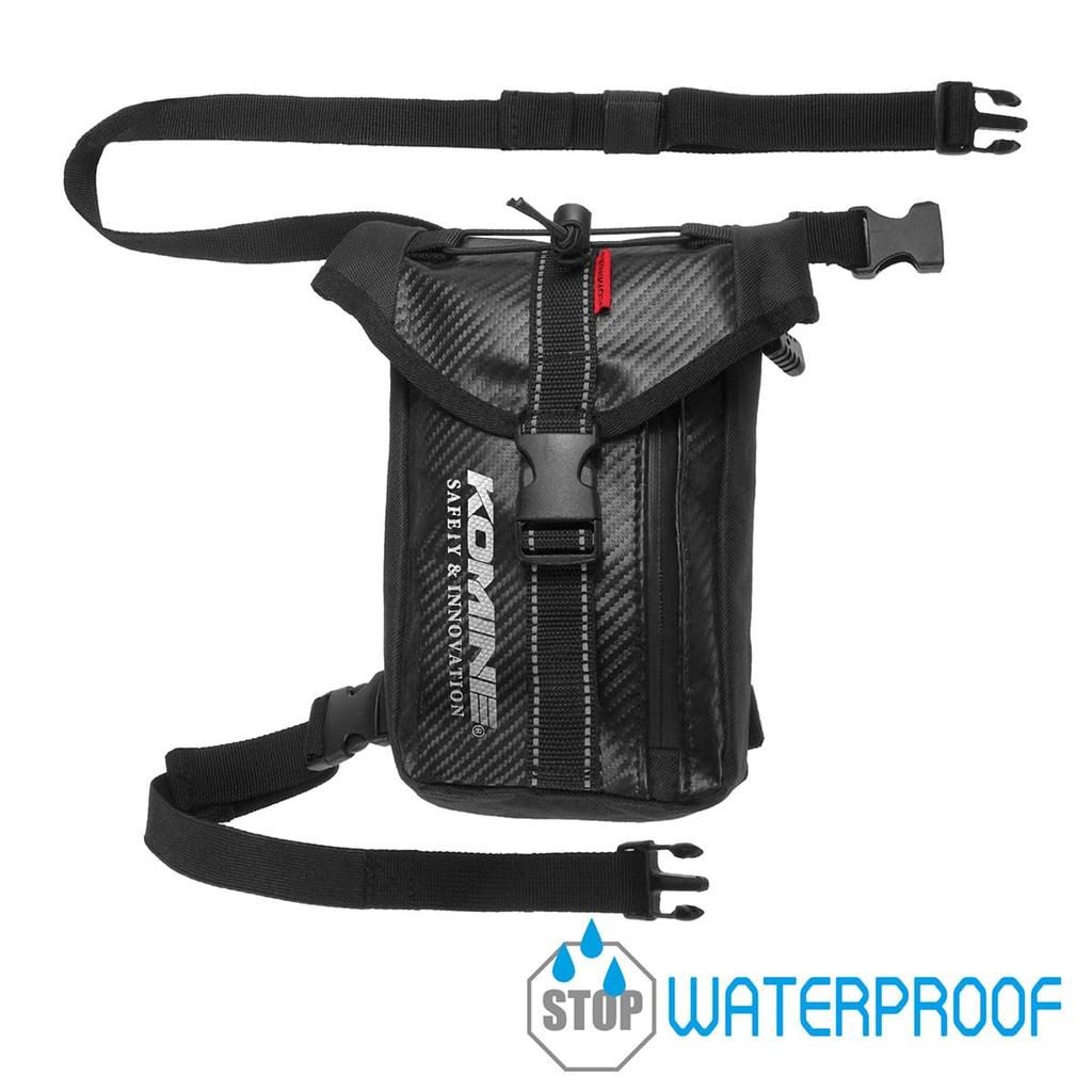Komine SA-211 729 Waterproof Leg Bag for Motorcycles, Reflective Black, 0.6. gal. (2.2 L), -Repellent