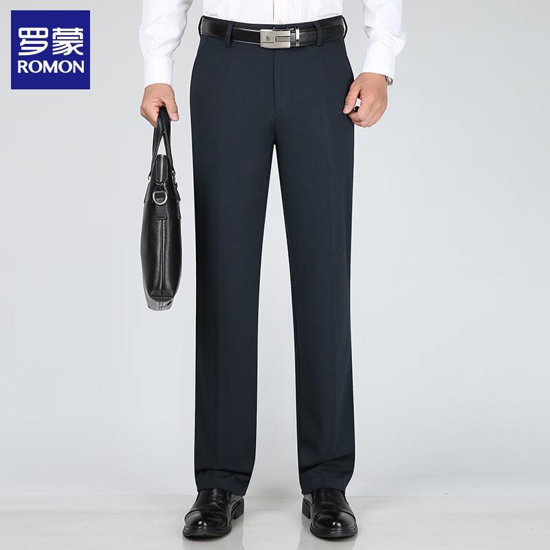 ROMON Men s Straight-Leg Elastic Business Casual Pants 38