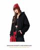 Double Zipper Hooded Cardigan, 420g Large European Size, 100% Cotton, Spring/Autumn, Trendy Loose Jacket
