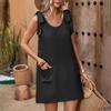 Ladies , Fashionable, Versatile And Elegant Round Neck Sleeveless Off-shoulder Dress